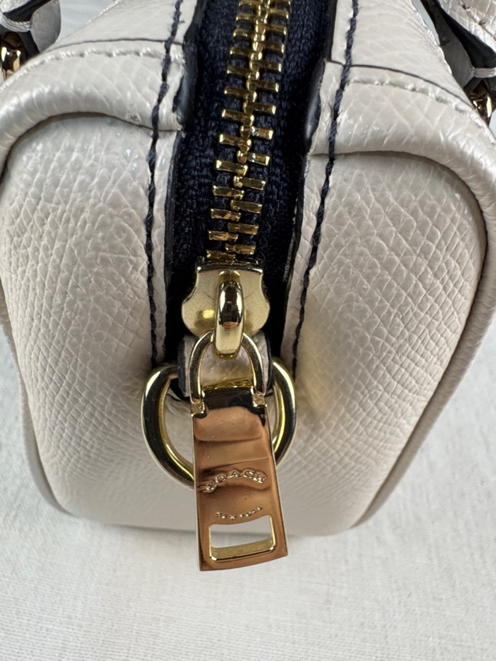 Coach Blue and Chalk Baby Bennett Pebbled Leather Mini Satchel F35533 - Picture 9 of 13